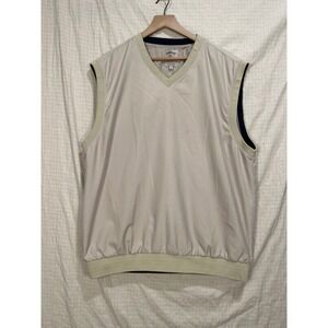 Callaway Golf Mens XL Beige Brushed Microfiber V-Neck Windbreaker Vest #2152